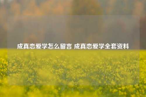 成真恋爱学怎么留言 成真恋爱学全套资料