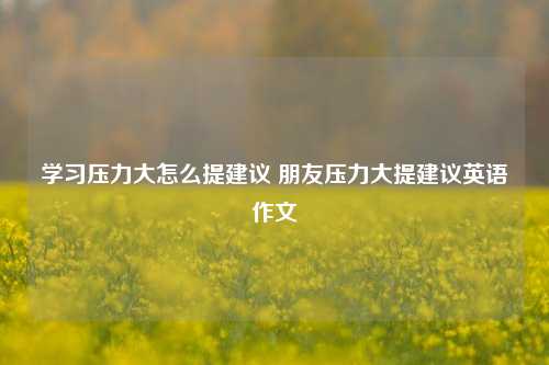 学习压力大怎么提建议 朋友压力大提建议英语作文