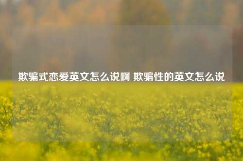 欺骗式恋爱英文怎么说啊 欺骗性的英文怎么说