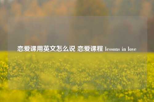 恋爱课用英文怎么说 恋爱课程 lessons in love