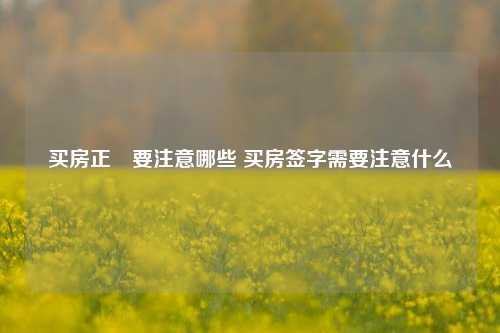 买房正簽要注意哪些 买房签字需要注意什么